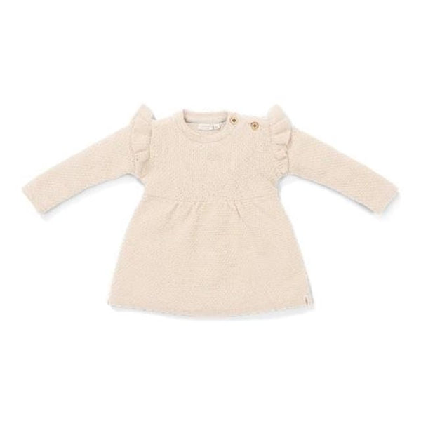 Little Dutch - Gebreid jurkje lange mouwen ruches Sand, Jurken, Little Dutch, Keekabuu