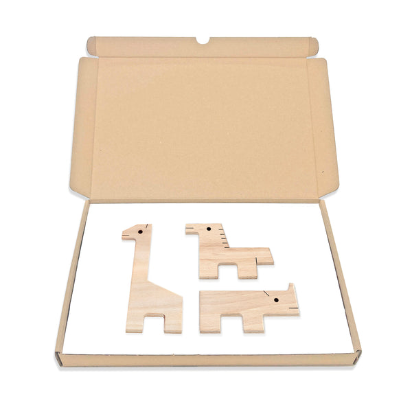 Makii - Dieren Parade Set van 3 Rhinoceros + Zebra + Giraffe FSC beech wood