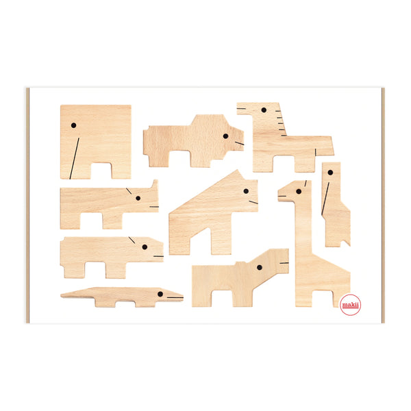 Makii - Dieren Parade Set van 10 -  Dutch FSC beech wood