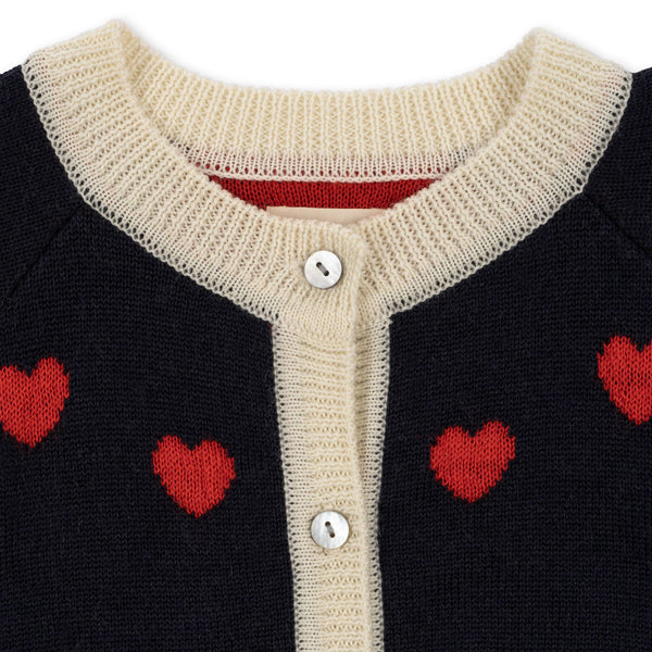 Konges Slojd - Vest Heart Cardigan - Navy, Vest, Konges Slojd, Keekabuu