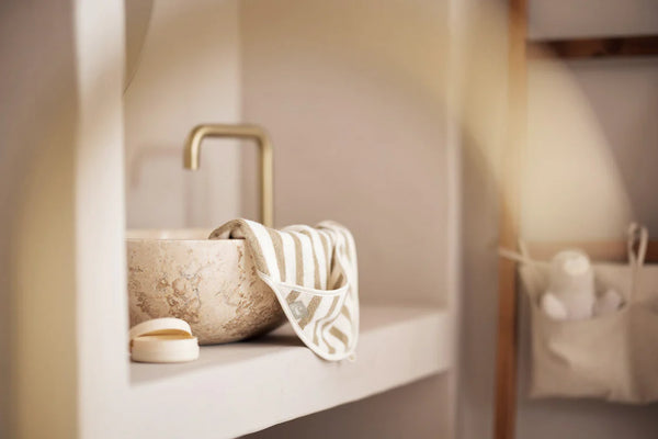 Jollein - Badcape - 75x75cm Stripe Terry - Olive Green - GOTS - Keekabuu