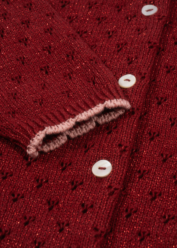 Konges Slojd -  Elegant Gebreid Vest - Holiday Knit Vest - Red Dahlia - Rood, Vest, Konges Slojd, Keekabuu