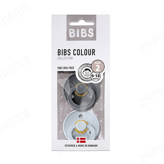 Bibs - Fopspeen Blister 2 stuks T2 6-18M | Iron/Baby blue