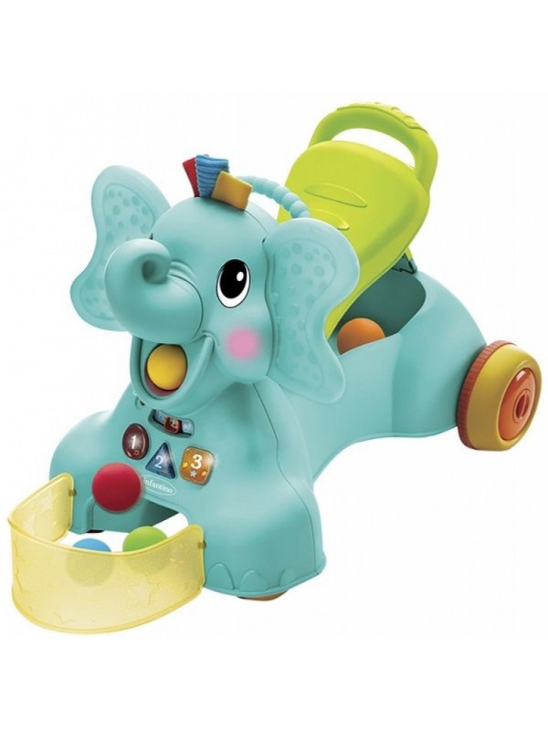 Infantino  -  Sensory Ollie 3-in-1 Olifant Loopwagen, Activiteitsspeelgoed voor baby's, Infantino, Keekabuu