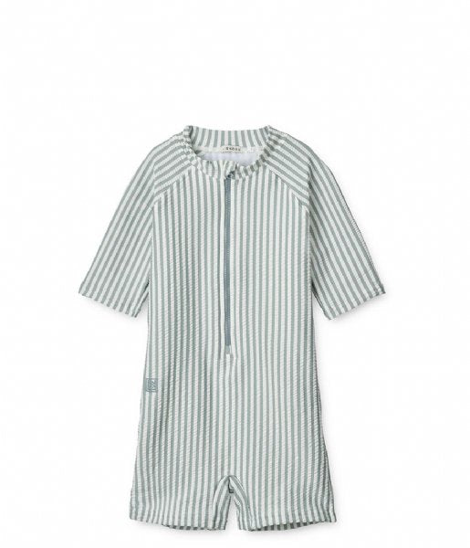 Liewood - Max Seersucker  Zwem Onesie   - YD Stripe Sea Blue White, Zwemkleding, Liewood, Keekabuu