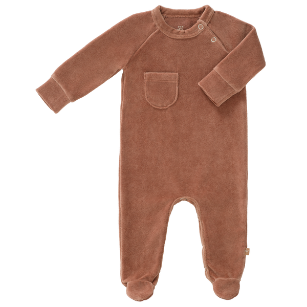 Fresk - Pyjama met voet Tawny Brown Velours, Pyjama's, Fresk, Keekabuu
