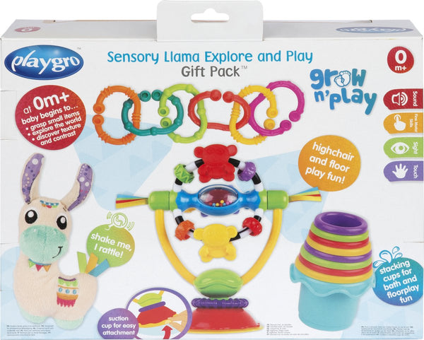 Playgro  - Lama Explore and Play Time Gift Pack - Sensoriche Ontdek - Geschenkset, Baby Activity Toys, Playgro, Keekabuu