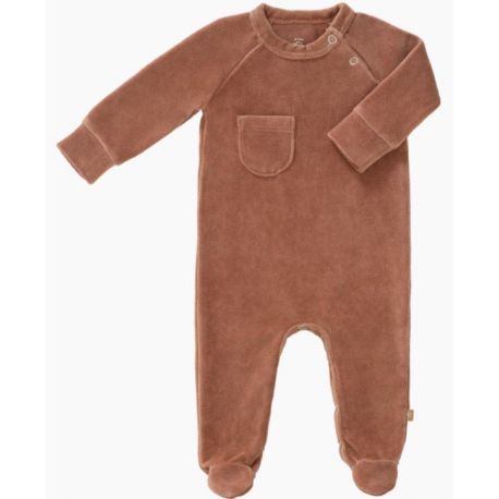 Fresk - Pyjama met voet Tawny Brown Velours, Pyjama's, Fresk, Keekabuu