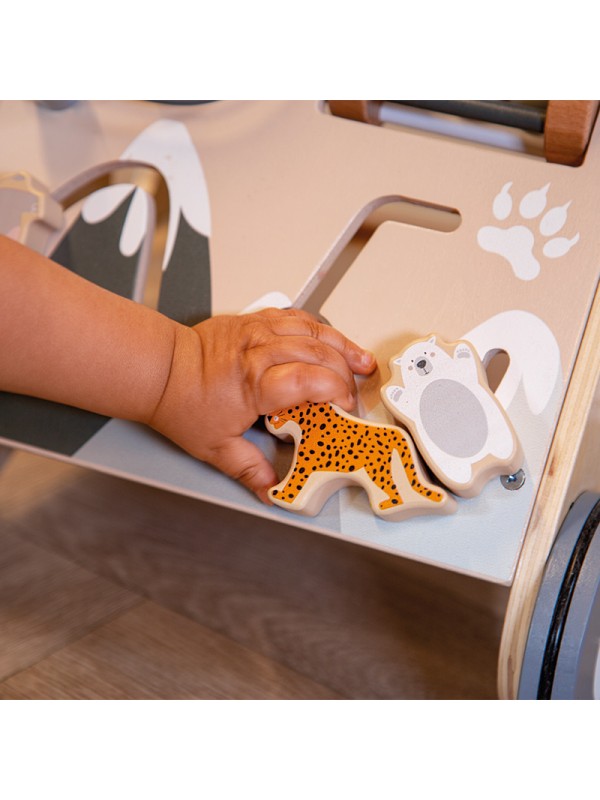 Tryco - Houten Activiteiten Loopwagen met Blokken, Houten speelgoed, Tryco, Keekabuu