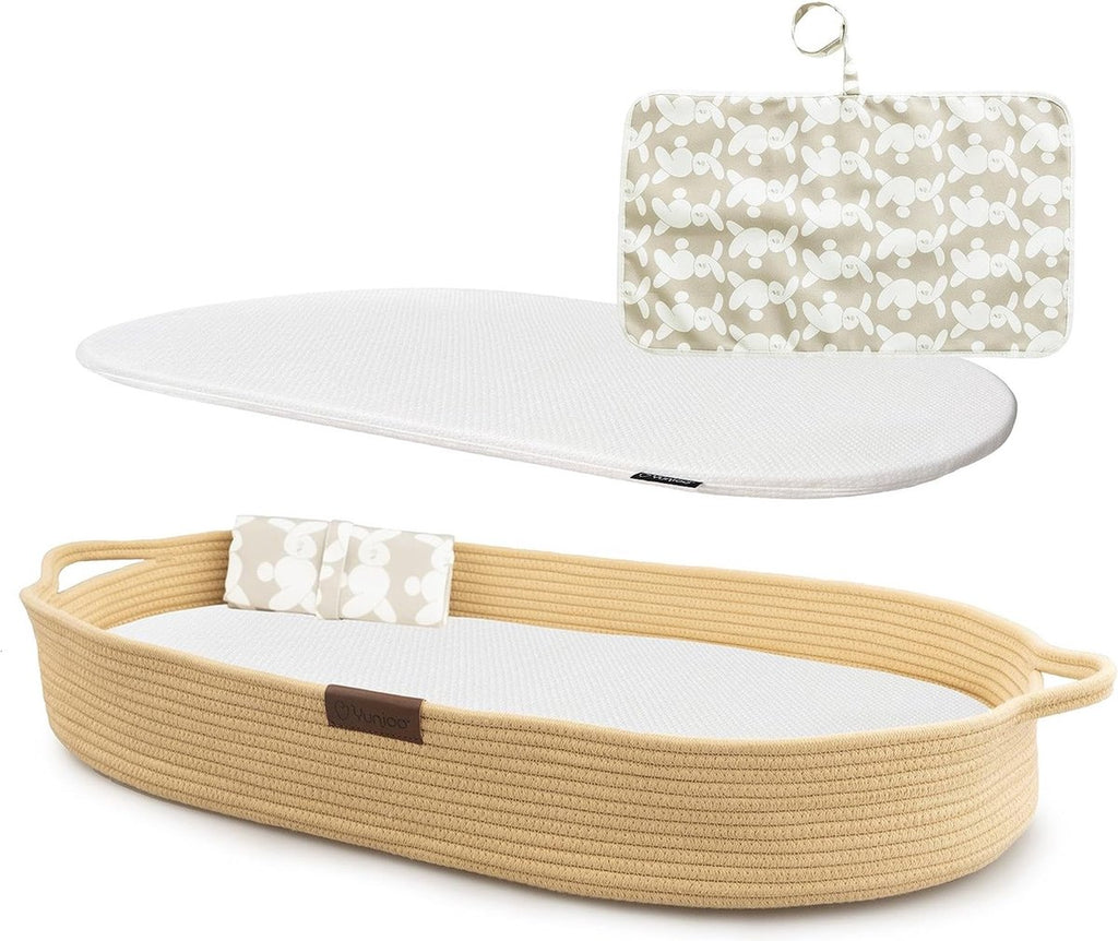 Yunioo - Aankleedkussen - Verschoonkussen - Mozesmand - Creme (80cm)