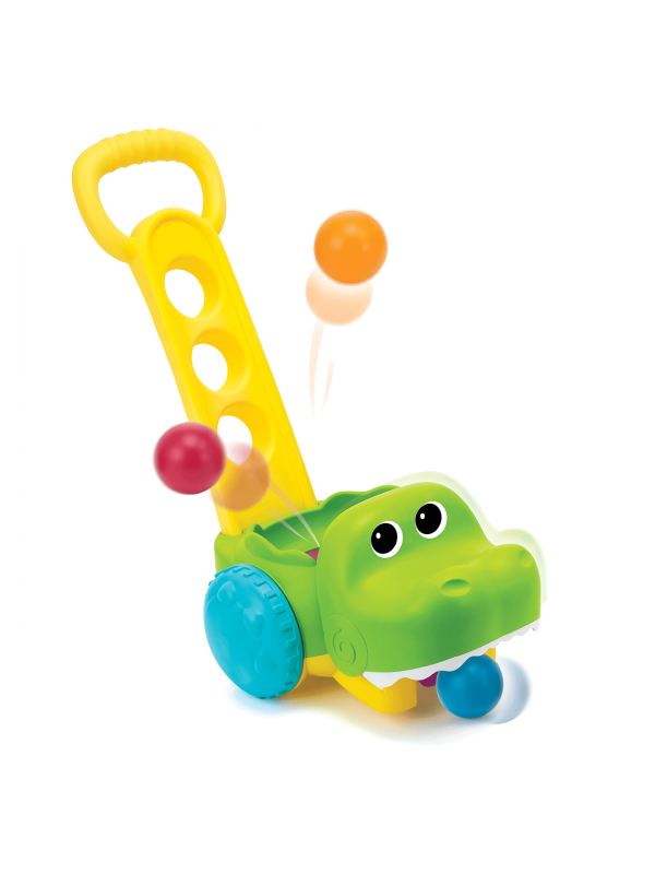 B-Kids - Gator Scoot n' Scoop - Krokodil - Loopwagen met kleurrijke ballen en vrolijke geluiden, Activiteitsspeelgoed voor baby's, Infantino, Keekabuu