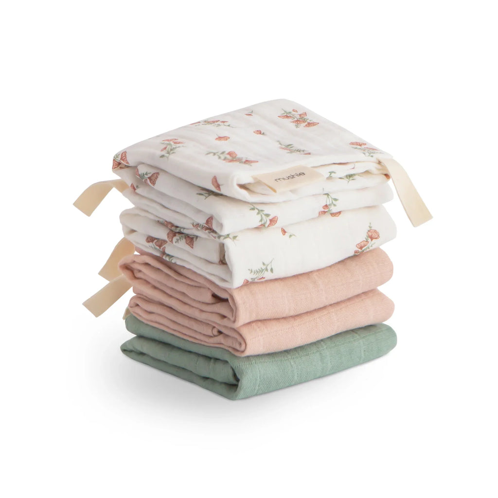 Mushie - Muslin Katoenen Washandjes (Set van 5), Washandjes, Mushie, Keekabuu