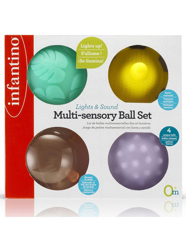 Infantino  - Set van 4 licht/muzikale sensorische ballen, , Infantino, Keekabuu
