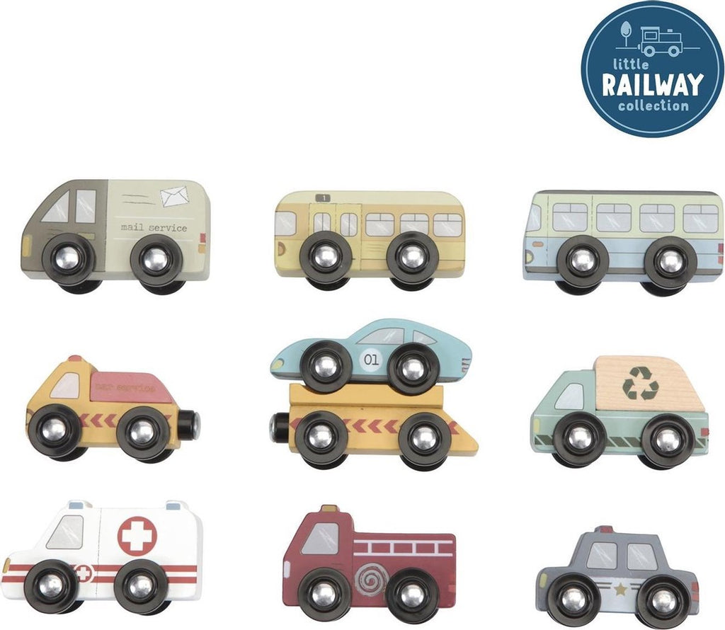 Little Dutch - Treinbaanuitbreiding - Voertuigen Set, Houten speelgoed, Little Dutch, Keekabuu