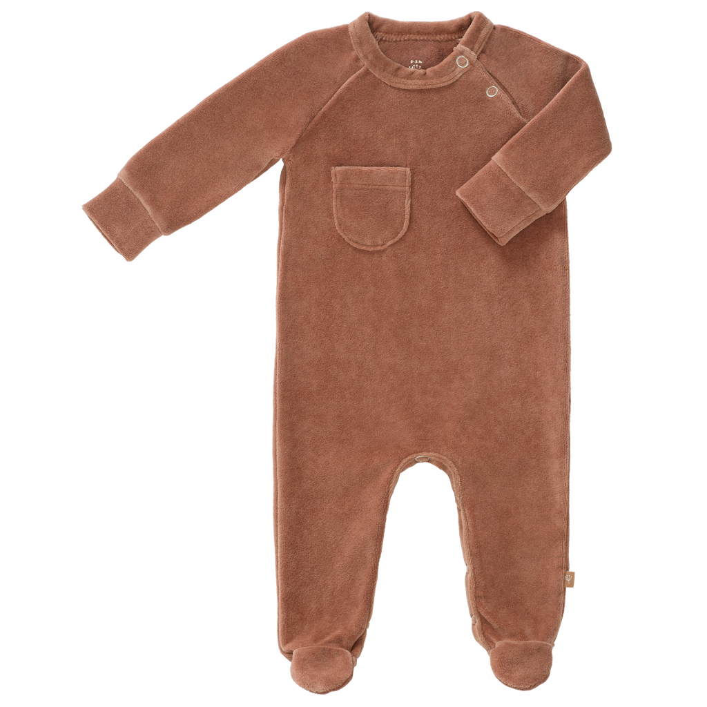 Fresk - Pyjama met voet Tawny Brown Velours, Pyjama's, Fresk, Keekabuu