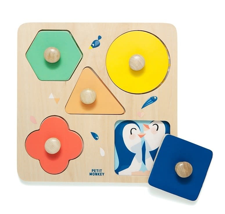 Petit Monkey - Houten Vormen Puzzel - One Day at the Zoo, Puzzels, Petit Monkey, Keekabuu