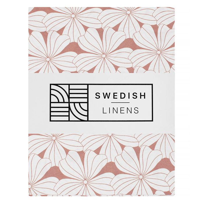 Swedish Linens - Ledikant Hoeslaken Flowers (60x120cm), Hoeslakens, Swedish Linens, Keekabuu