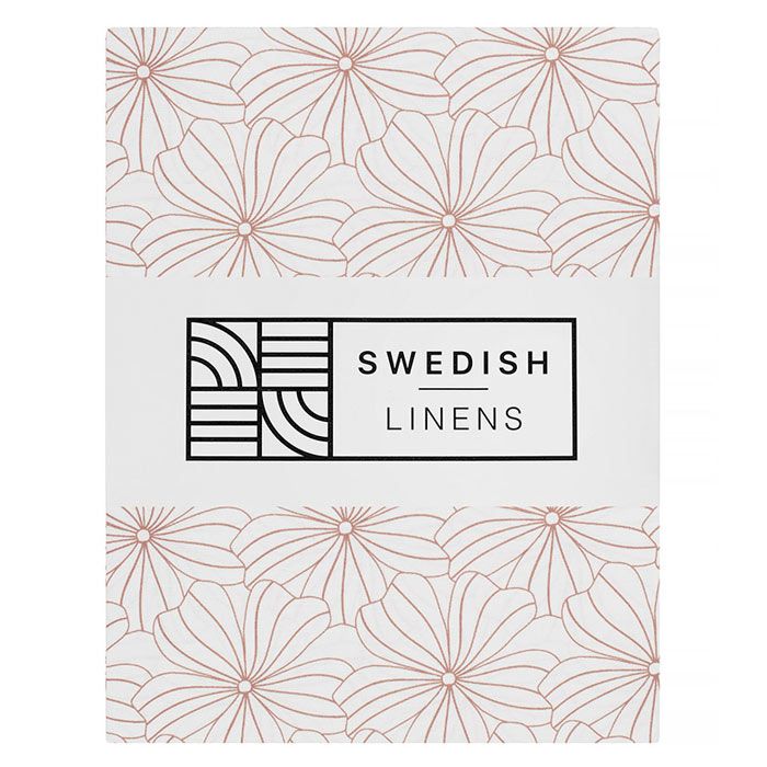 Swedish Linens - Ledikant Hoeslaken Flowers (60x120cm), Hoeslakens, Swedish Linens, Keekabuu