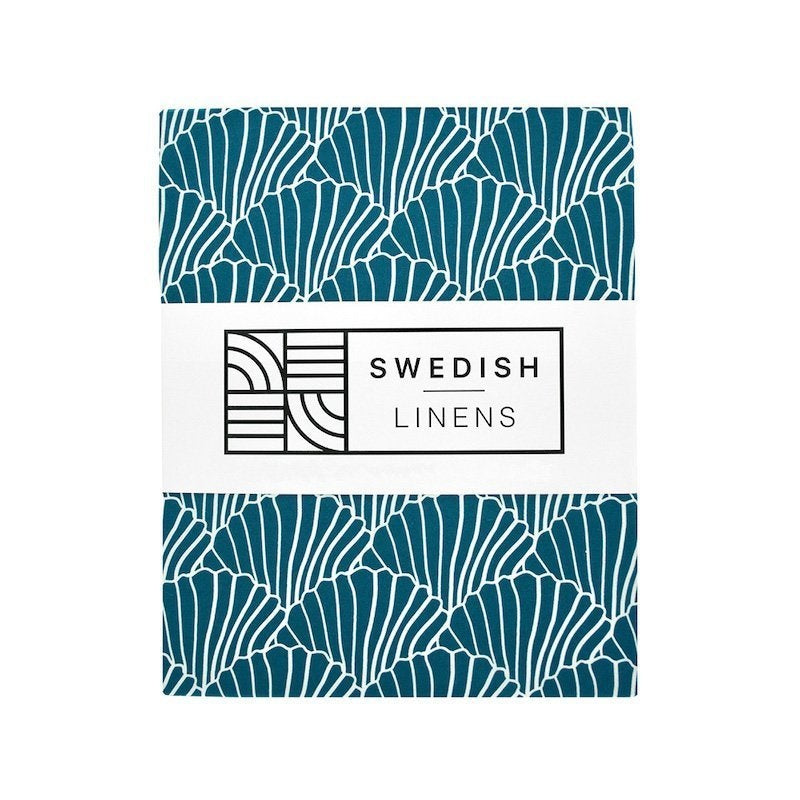 Swedish Linens - Wieg Hoeslaken Seashells (40x80cm), Hoeslakens, Swedish Linens, Keekabuu