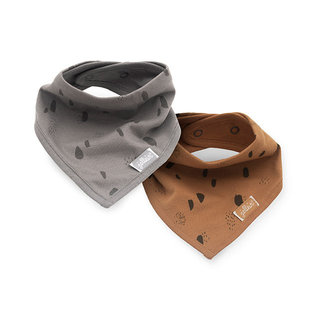 Jollein - Slabbetje Bandana Spot Storm | Grey/Caramel 2 Stuks, Slabbetjes, Jollein, Keekabuu
